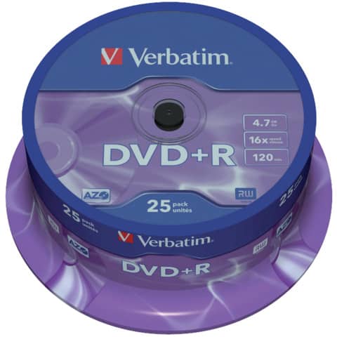 DVD+R Verbatim 16x 4.7 GB Spindle Case da 25 dvd - 43500